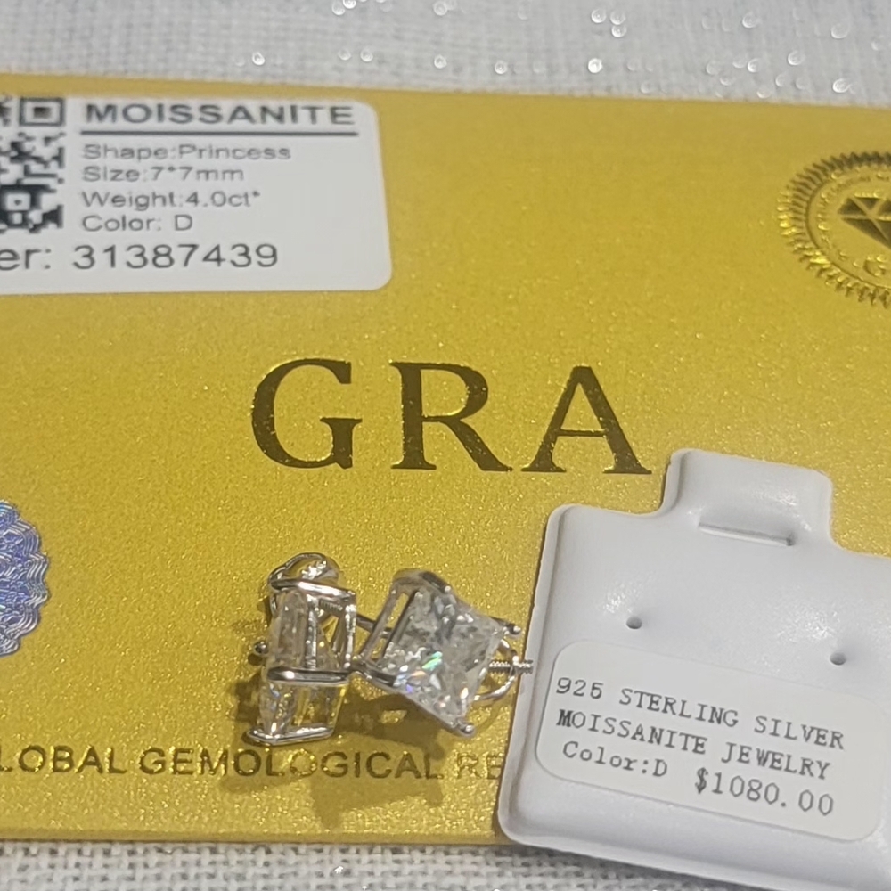 Moissanite Sterling Silver Earrings 4ct